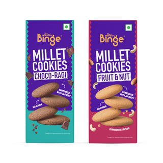 Assorted Millet Cookies: Pack of 2 (Choco-Ragi + Fruit & Nut)